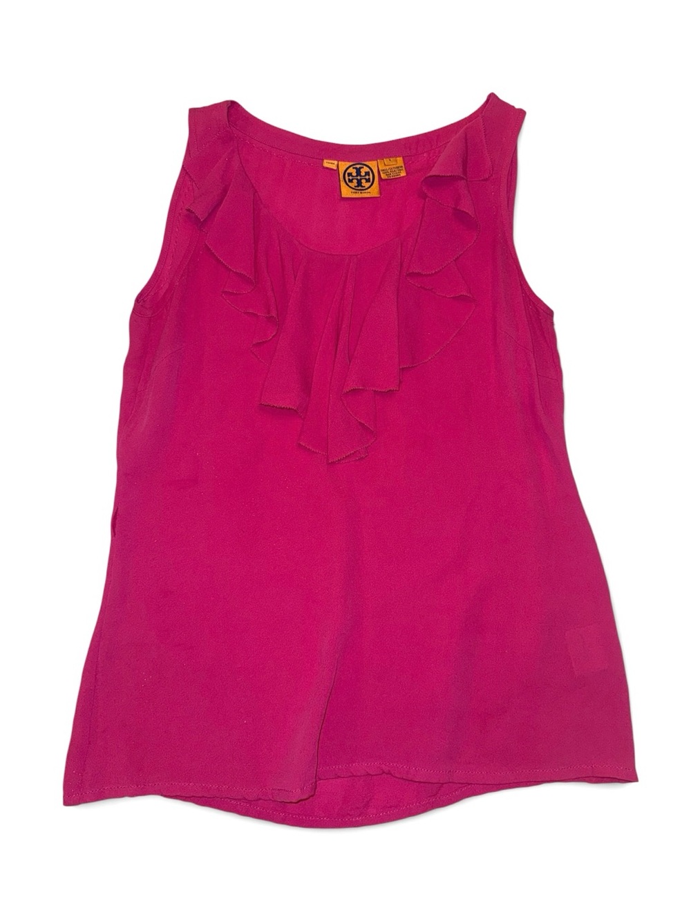 Tory Burch Pink Silk Ruffle Sleeveless Blouse Top Size 6 Magenta